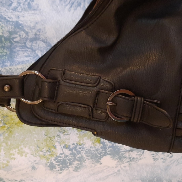 Black shoulder hand bag purse metal grommets - Picture 3 of 6